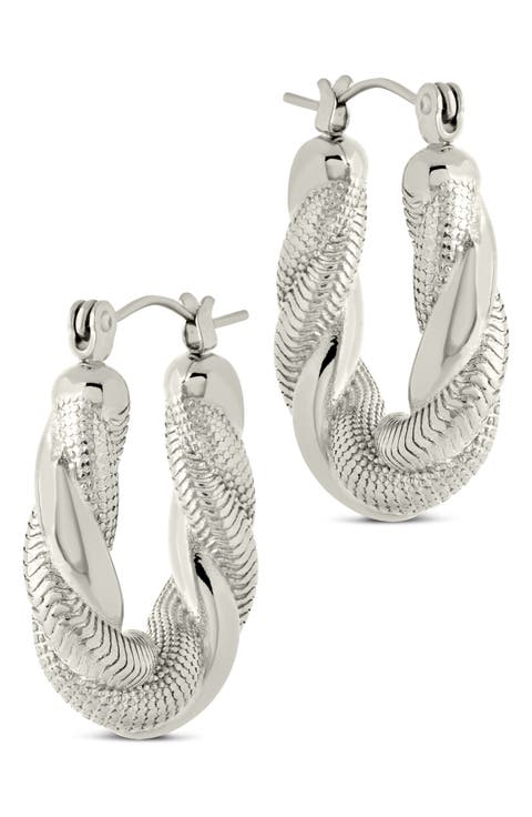 Cameron Twist Textured Tube Hoop Earrings