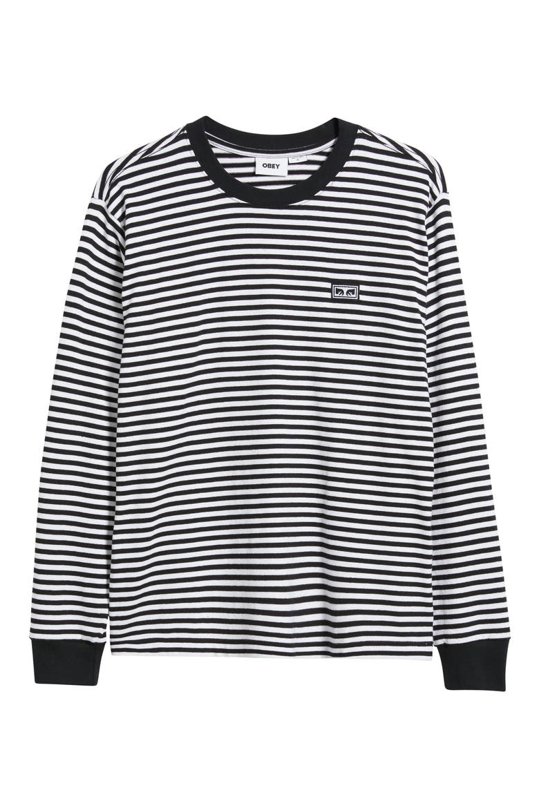 Stripe Long Sleeve Cotton T-Shirt, Alternate, color, BLACK MULTI
