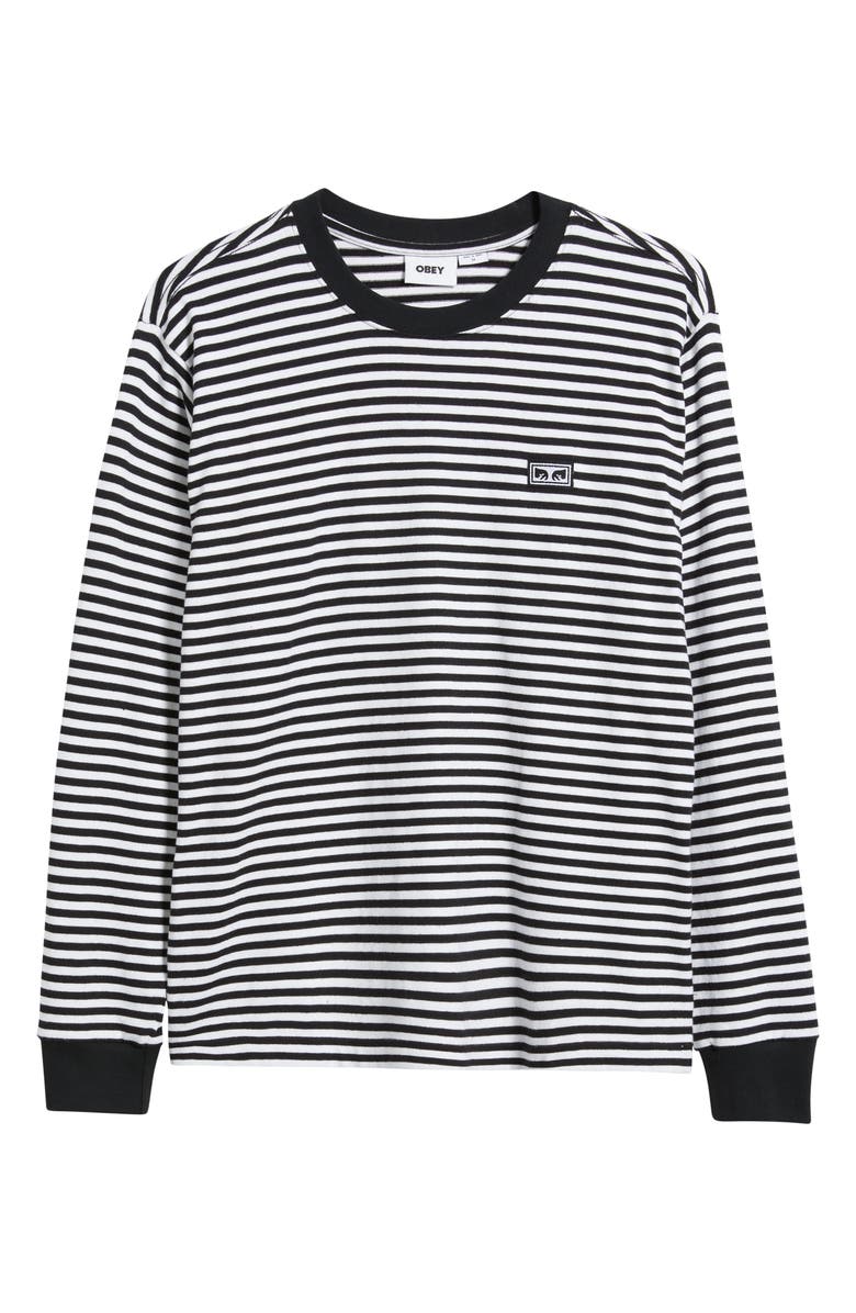 Obey Stripe Long Sleeve Cotton T-Shirt, Alternate, color, Black Multi