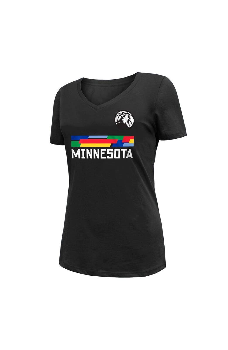 New Era Women's New Era Black Minnesota Timberwolves 2022/23 City Edition V-Neck T-Shirt, Alternate, color,