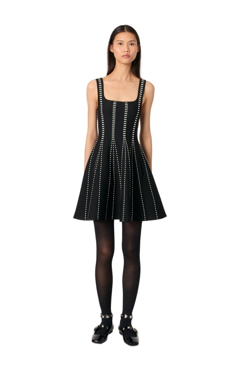 maje Mini jacquard knit dress, Main, color,