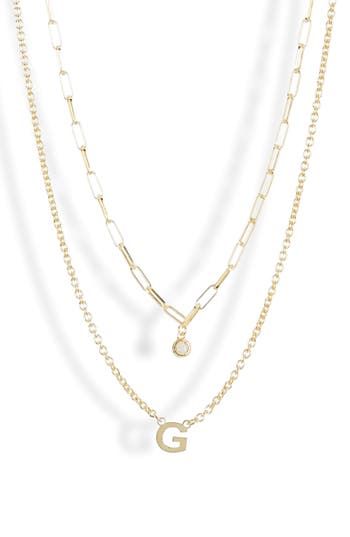 Meshmerise Diamond Initial Charm Necklace In Gold