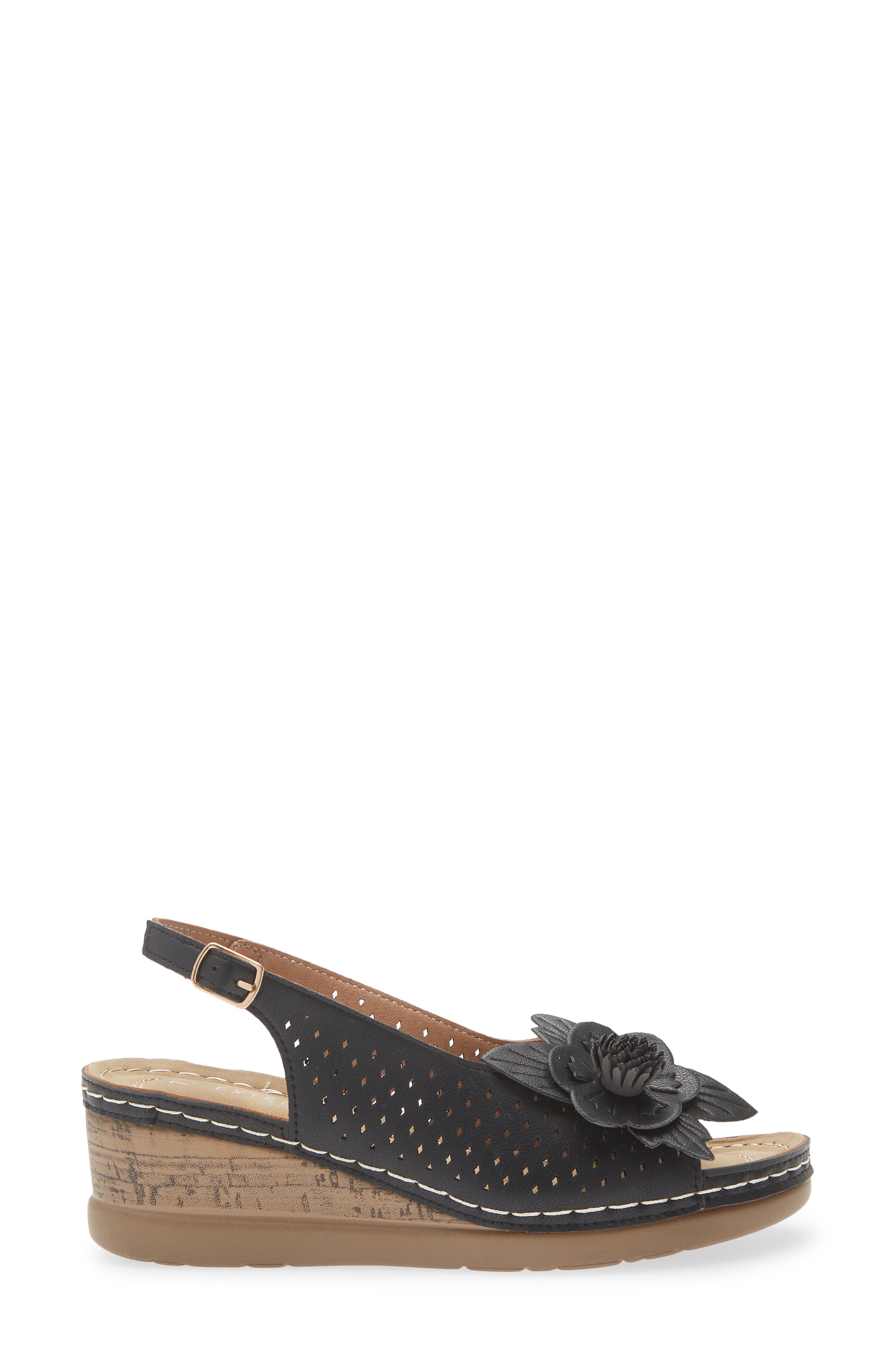 EXTREME BY EDDIE MARC Bethea Floral Appliqué Slingback Sandal, Alternate, color, Black