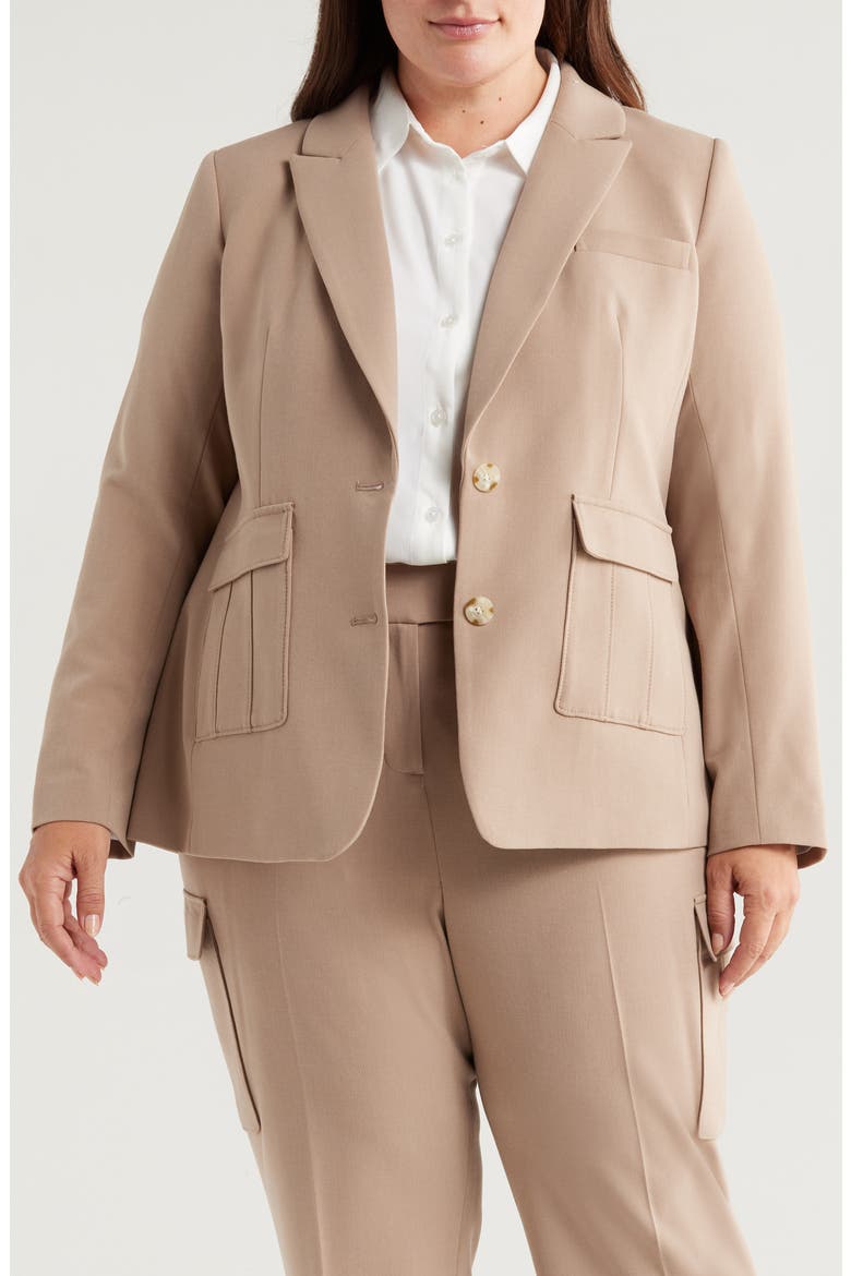 Tailored Two-Button Blazer, Main, color, LATTE