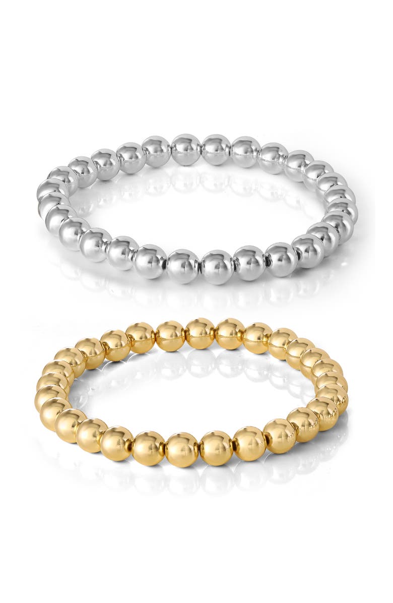 Jessica Simpson Crystal Stretch Bracelet, 5 Piece Set, Alternate, color, Gold