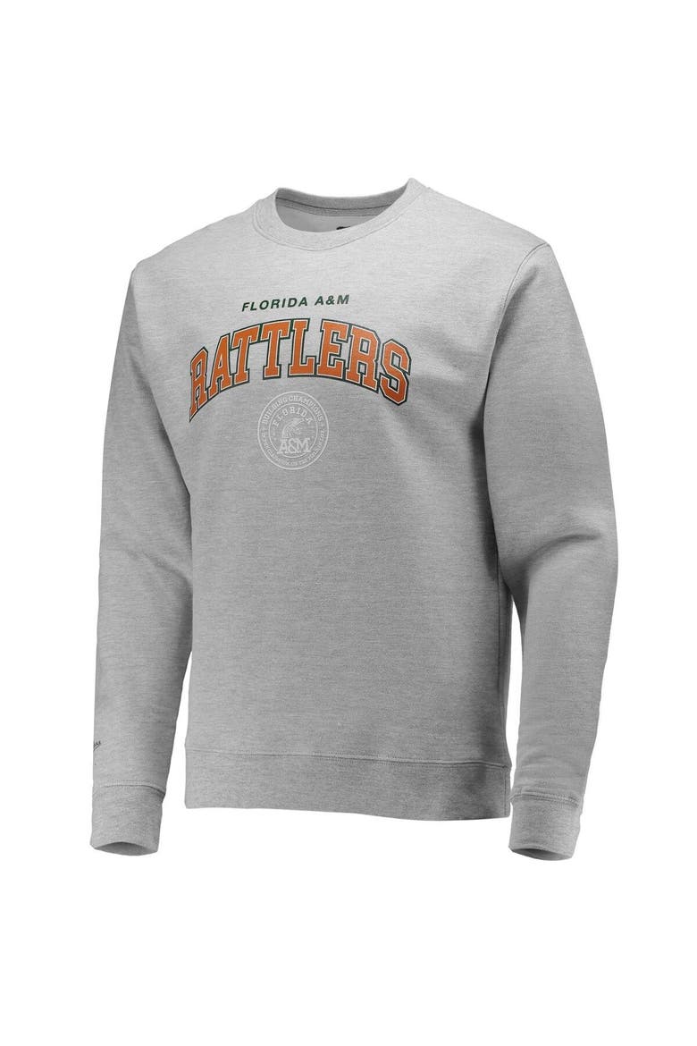 Men's Mitchell & Ness Heathered Gray Florida A&M Rattlers Classic Arch Pullover Sweatshirt, Alternate, color, Heather Gray