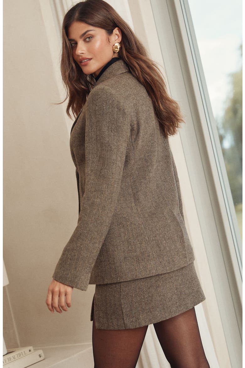 Chevron Double Breasted Blazer, Alternate, color, GREY