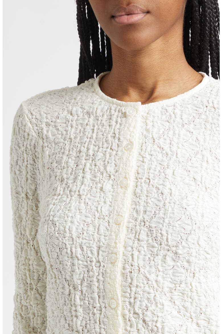 Gillingham Cotton Blend Stretch Lace Cardigan, Alternate, color, DOVE
