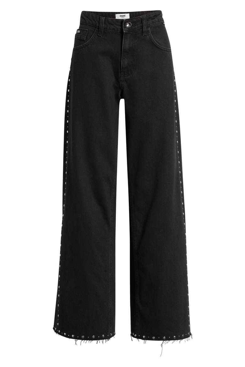 Rebecca Stud Seam Wide Leg Jeans, Alternate, color, STUDDED SMOKE DENIM