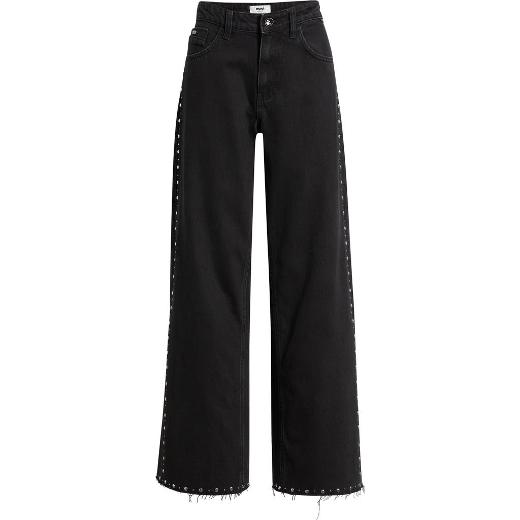 Mavi Jeans Rebecca Stud Seam Wide Leg Jeans In Black
