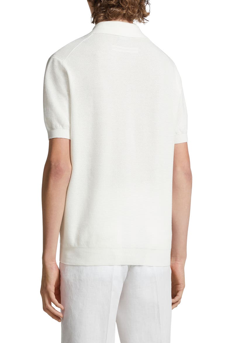 Waffle Knit Premium Cotton Polo Sweater, Alternate, color, WHITE
