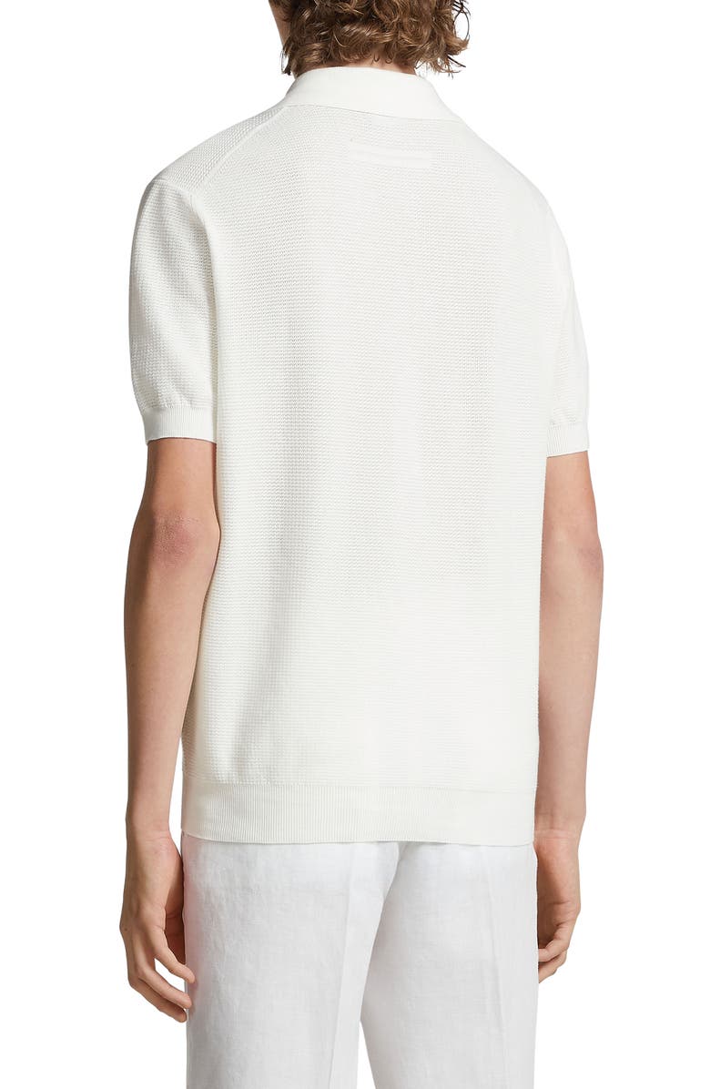 ZEGNA Waffle Knit Premium Cotton Polo Sweater, Alternate, color, 