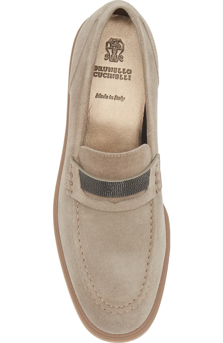 Brunello Cucinelli Monili Trim Suede Loafer, Alternate, color,