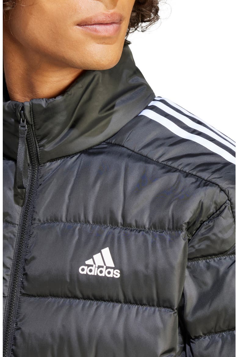 Essentials 3-Stripe Lite Puffer Jacket, Alternate, color, BLACK