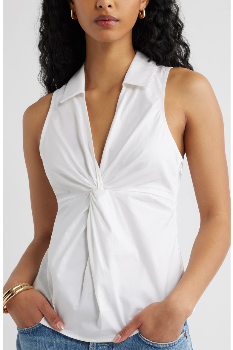 Twist Front Poplin Top, Alternate, color, WHITE