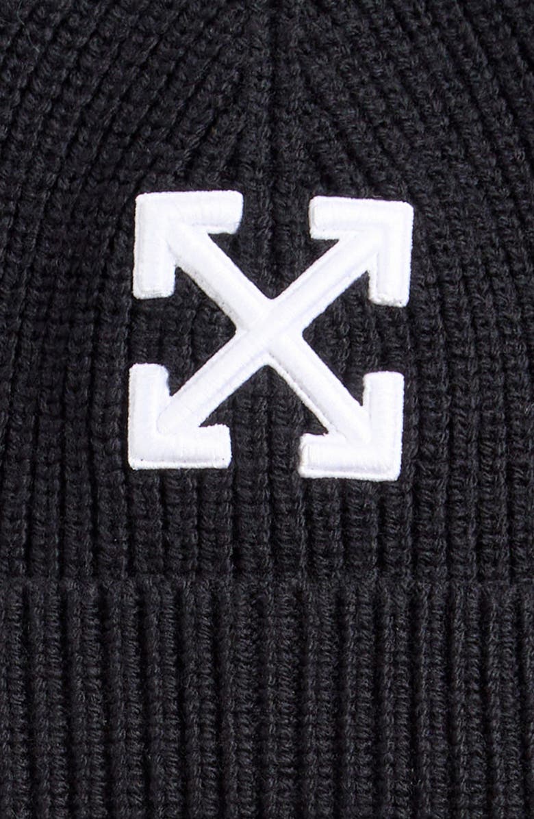 Off-White Classic Arrow Embroidered Wool Beanie, Alternate, color, 