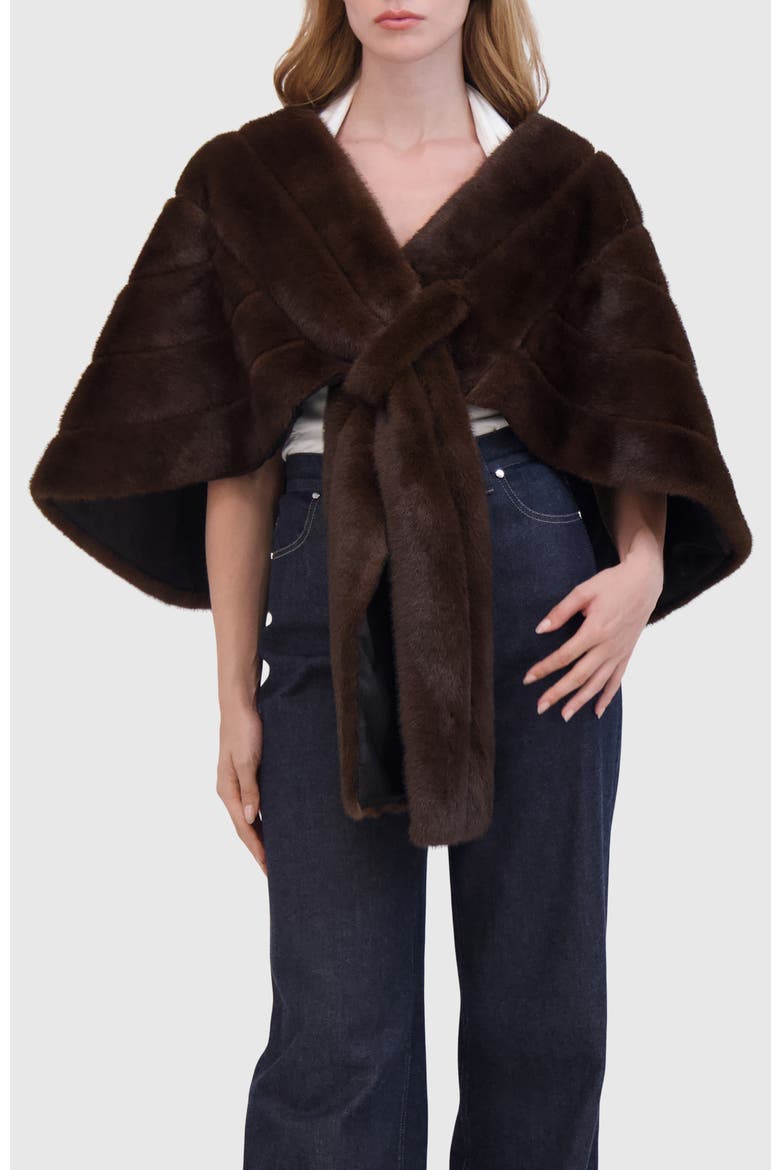 Fur-Free Mink (Faux Fur) Stole, Main, color, BROWN