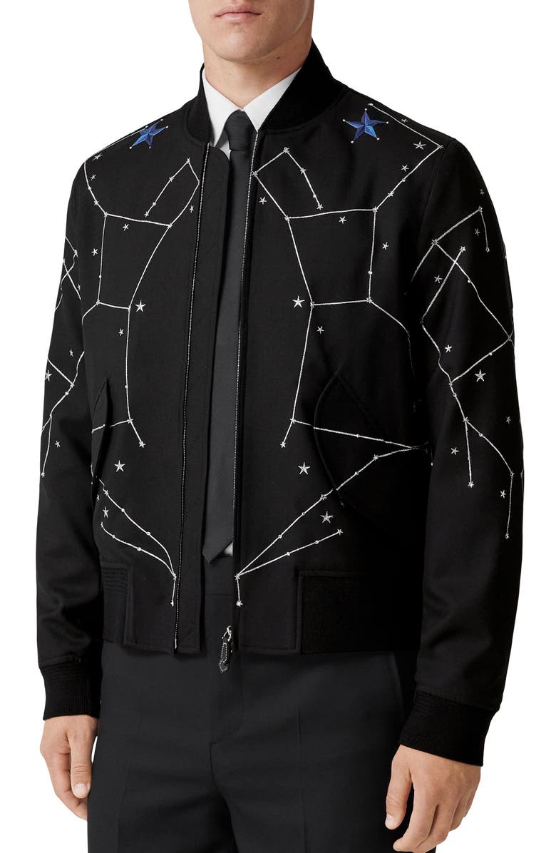 Burberry Linton Crystals Embroidered Bomber Jacket, Main, color, 