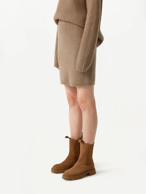Gobi Mongolian Cashmere Organic Color Cashmere Mini Skirt In Brown