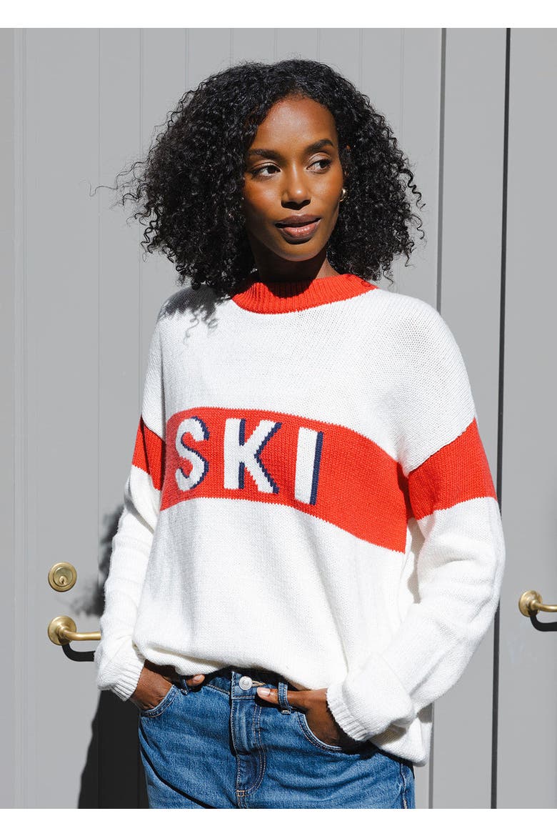 Sadie Crewneck Ski Sweater, Alternate, color, Ivory Ski
