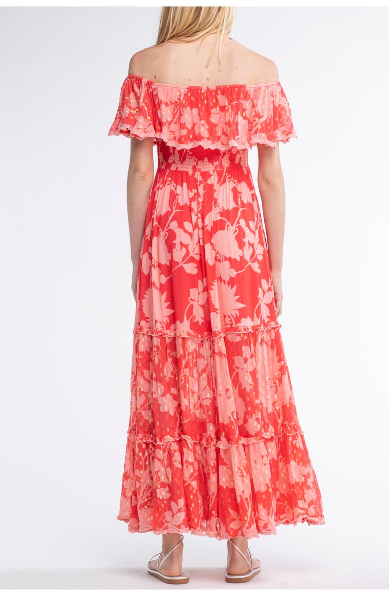 Sunday St. Tropez Georgia Cover-Up Maxi Flower Dress, Alternate, color, Red