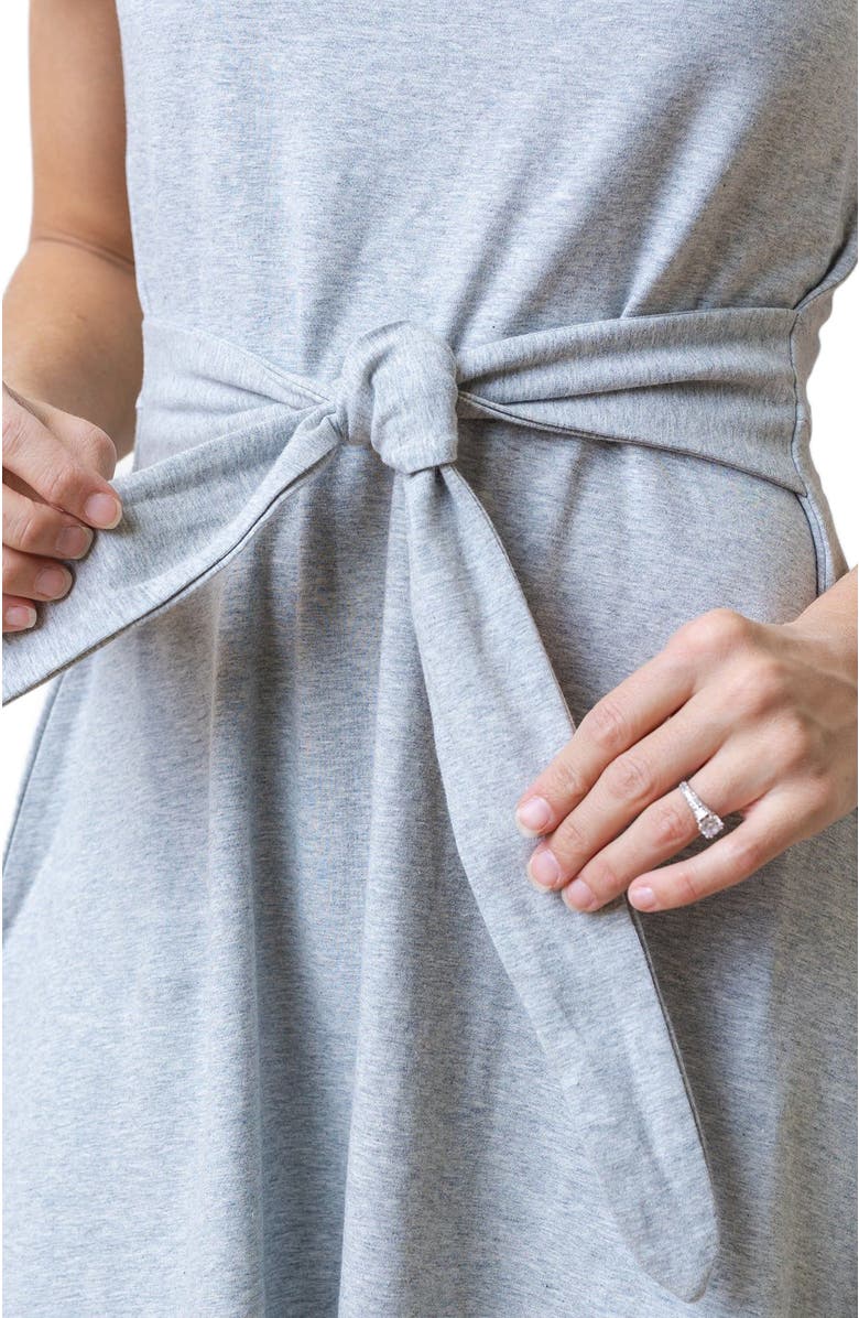 Hope & Henry Women's Organic Tie-Waist Knit Dress, Alternate, color, Gray Heather Solid