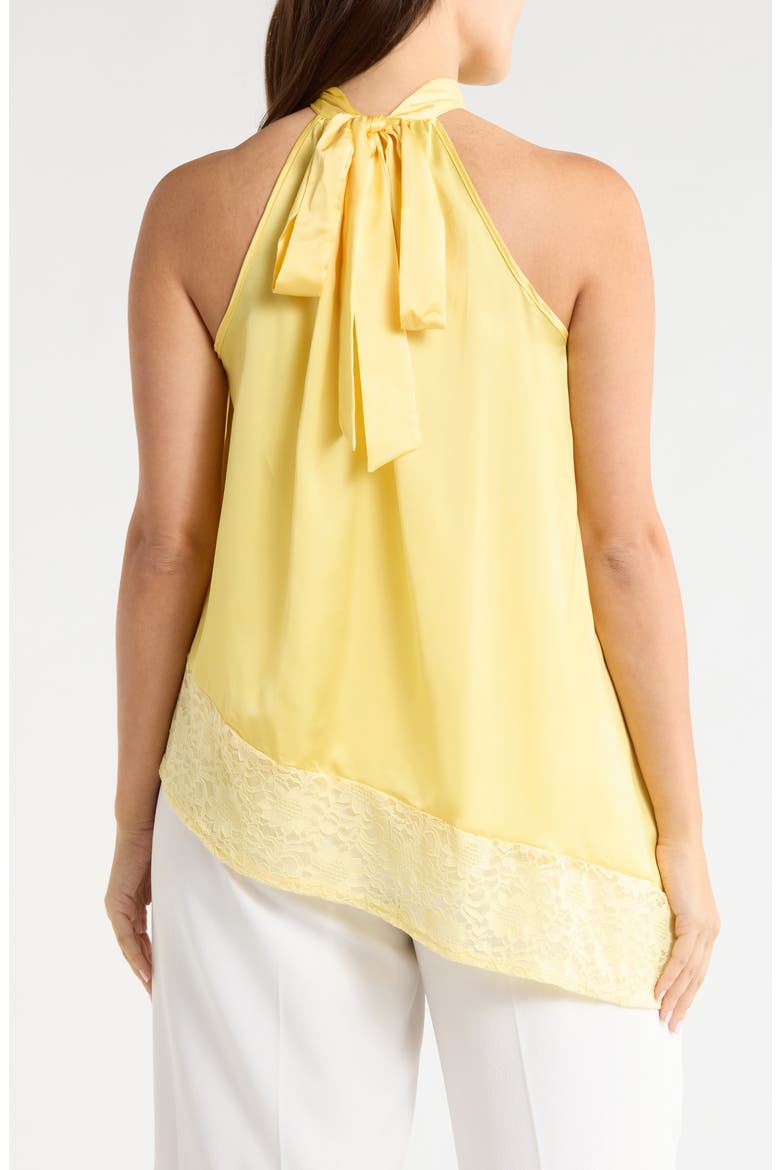 Sleeveless Lace Trim Satin Asymmetric Top, Alternate, color, BUTTER YELLOW