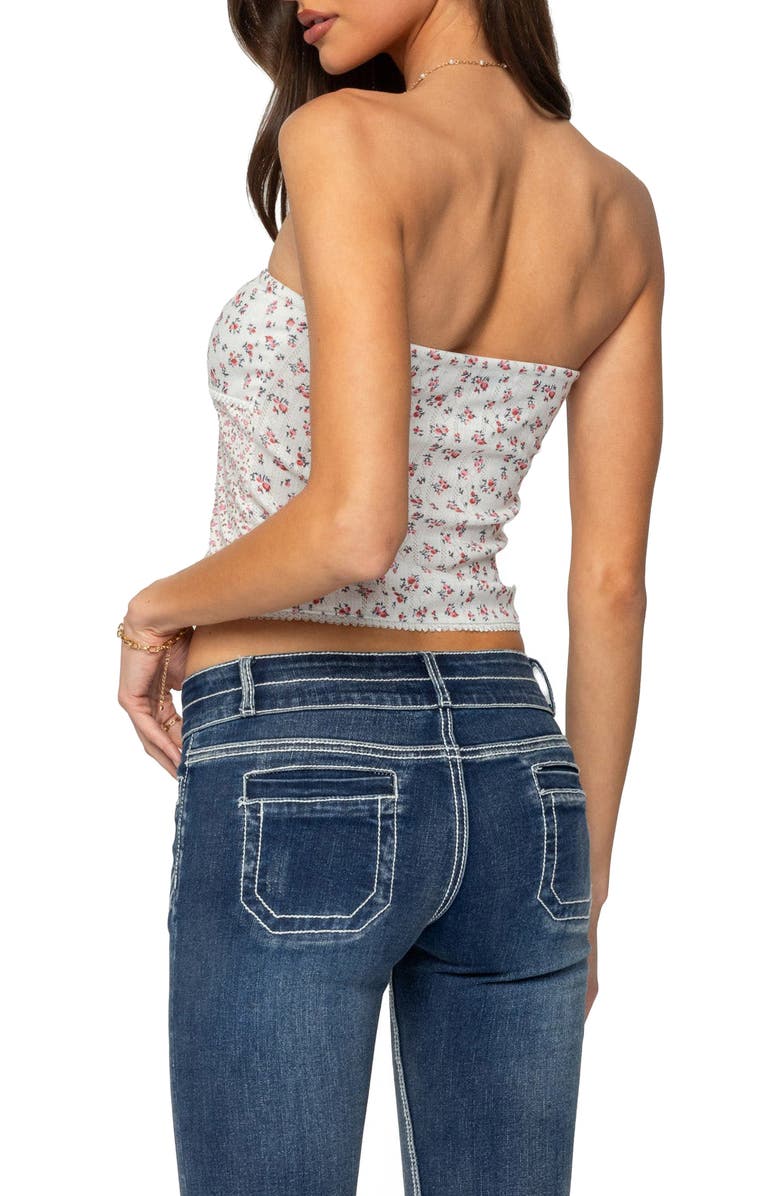EDIKTED Floral Pointelle Tube Top, Alternate, color, Cream
