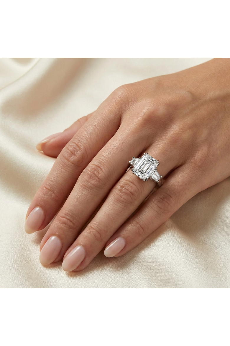 Certified 4.40Ct Emerald Diamond Engagement Ring 14k Gold or Platinum Lab Grown, Alternate, color, 14k Yellow Gold