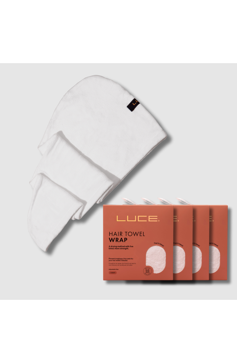 LUCE BEAUTY Adjustable Hair Towel Wrap - Eco-Friendly and Ultra-Absorbent, Main, color, White