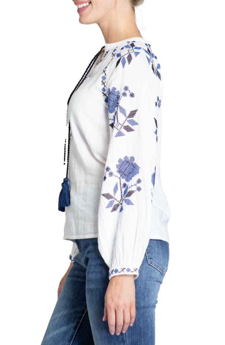 APNY Embroidered Cotton Gauze Peasant Top, Alternate, color, 