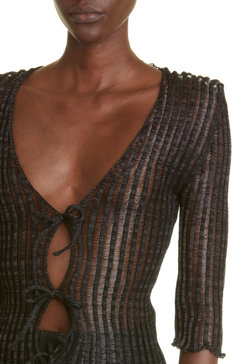 A. Roege Hove Patricia Ladder Stitch Cotton Blend Cardigan, Alternate, color, 