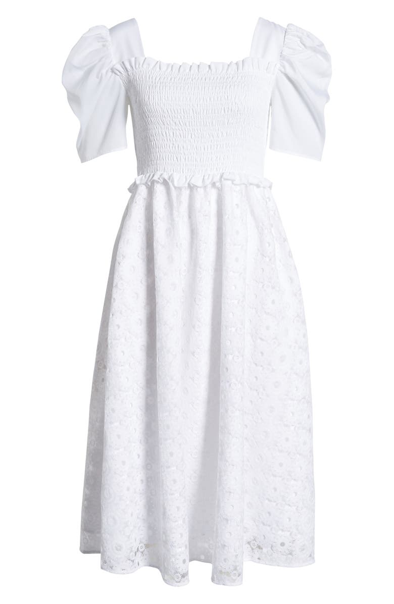 Rachel Parcell Smocked Waist A-Line Dress, Alternate, color, 