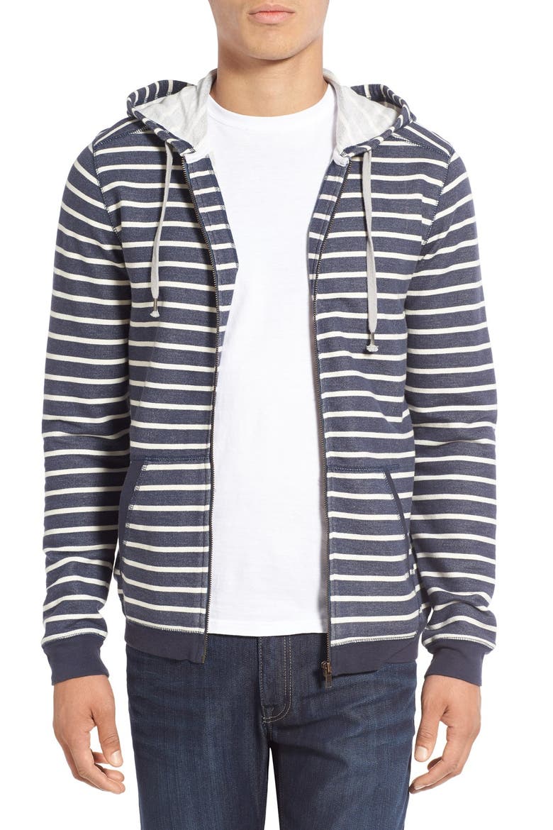 'Ashland' Stripe Zip Front Hoodie, Main, color, NAVY IRIS STRIPE
