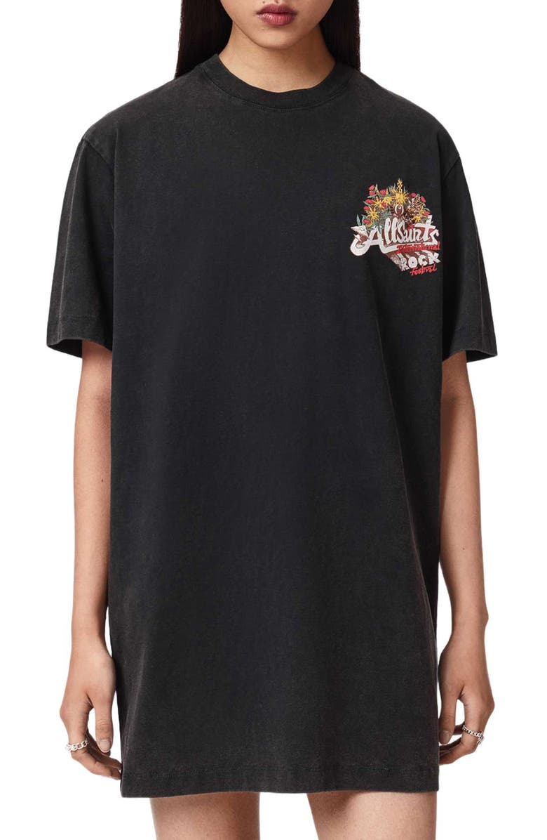 AllSaints Roque Graphic T-Shirt Dress, Alternate, color, 