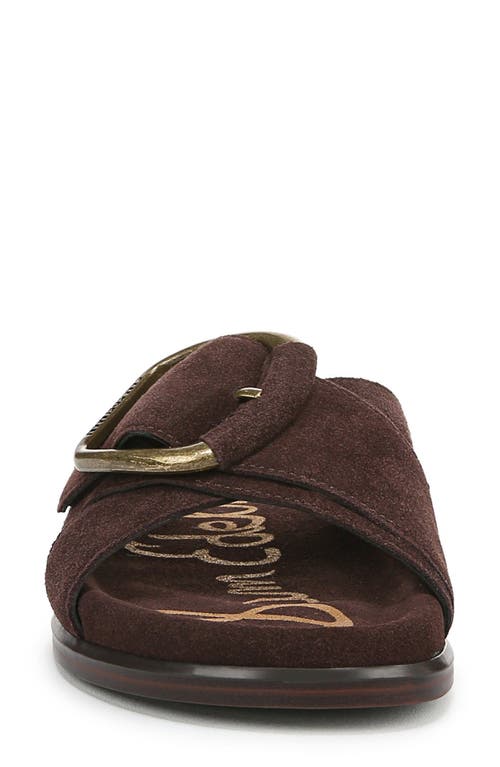 Sam Edelman Darla Buckle Slide Sandal Cafe Noir Suede In Cafe Noir