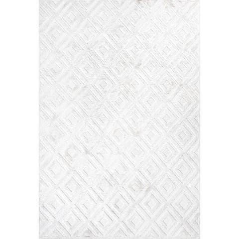 Portmany Neutral Diamond Trellis Indoor/Outdoor Area Rug