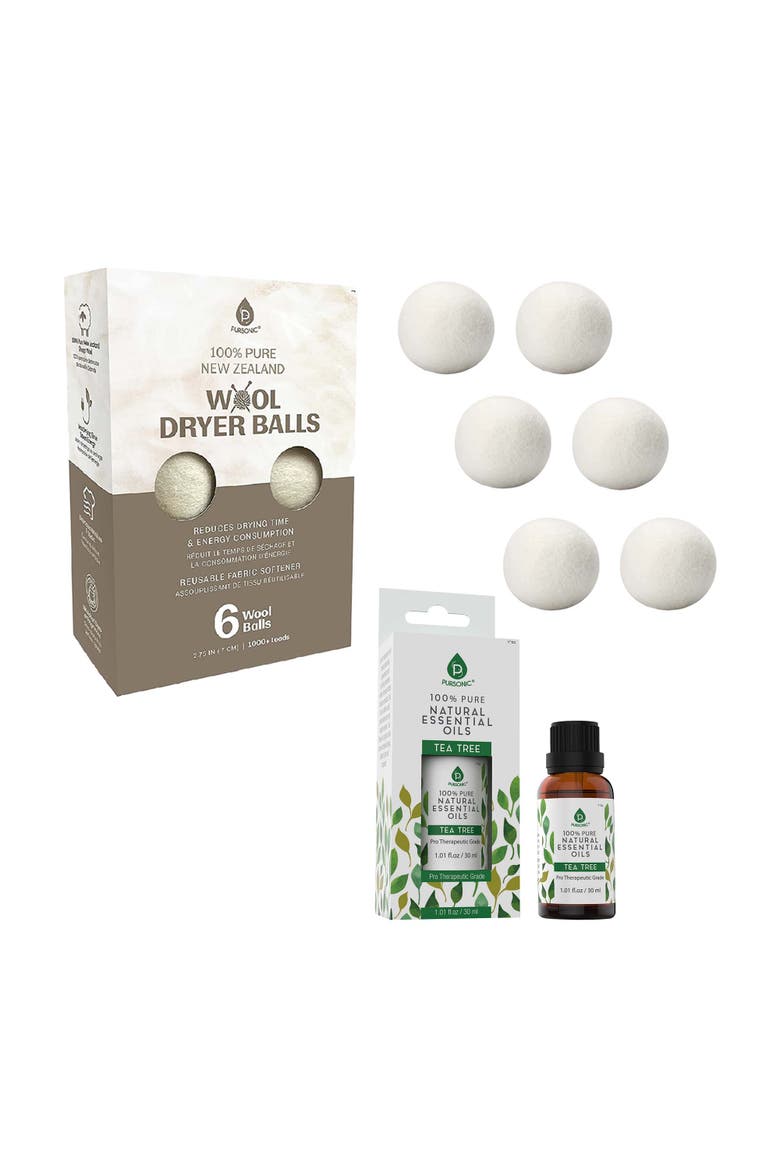 Laundry Care Bundle Wool Dryer Balls & Essential Oil Set, Main, color, Tea Tree