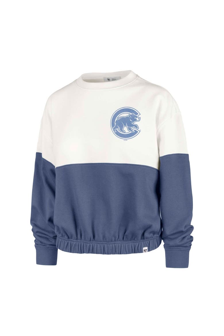 Women's '47 White/Royal Chicago Cubs Take Two Bonita Pullover Sweatshirt, Alternate, color, White