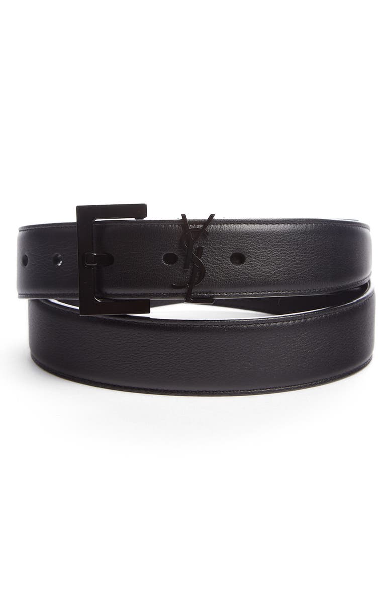 Saint Laurent YSL Leather Belt, Main, color, 