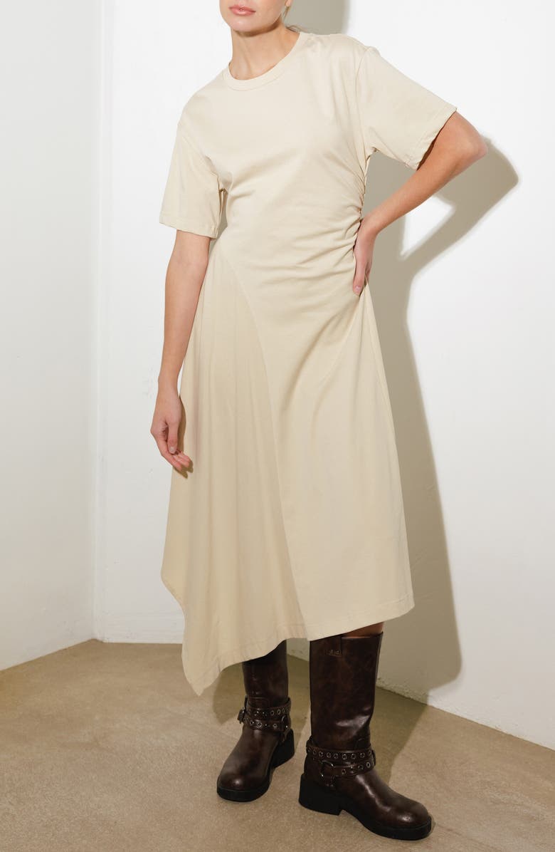 FREEMARKET Cotton Blend Asymmetric Hem T-Shirt Dress, Alternate, color, Ecru