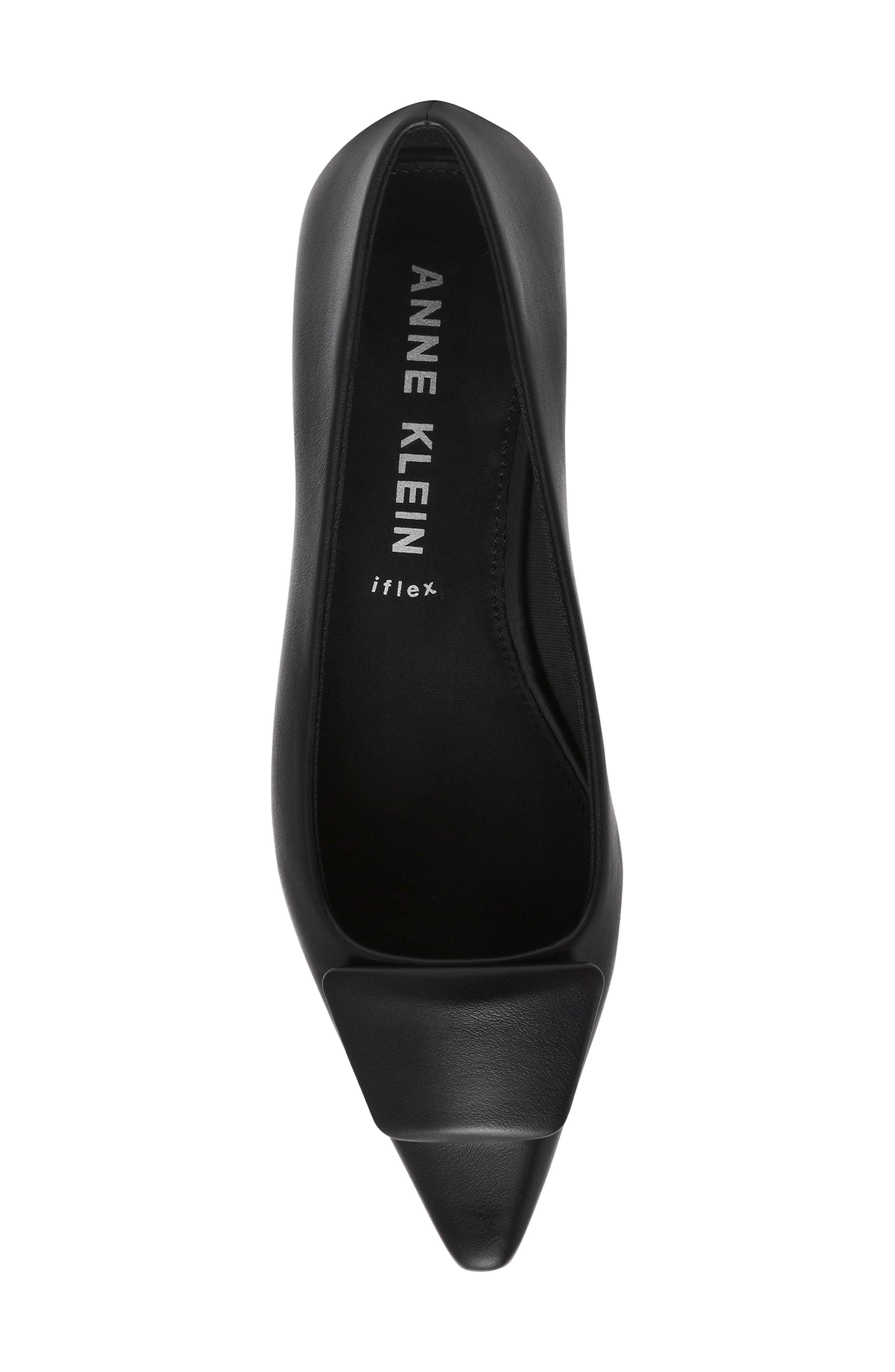 Anne Klein Crawford Pointed Toe Flat, Alternate, color, Black Smooth