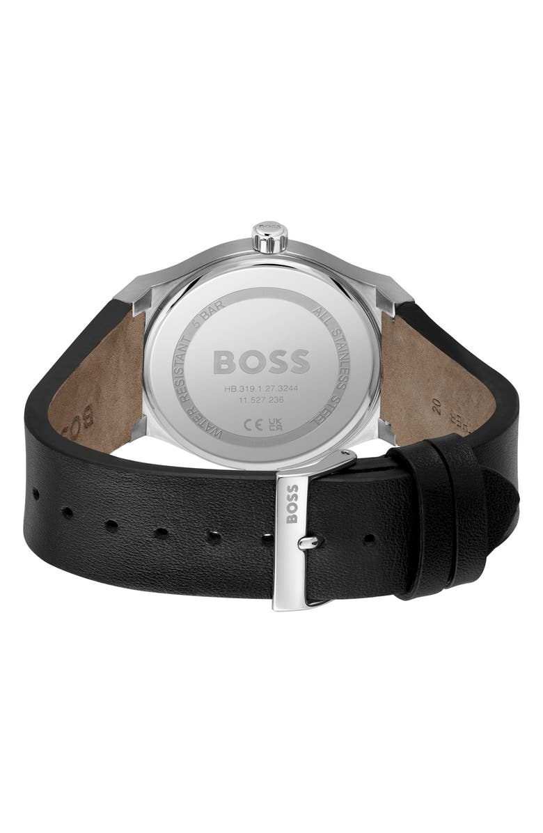 BOSS Candor Leather Strap Watch, 41mm, Alternate, color,