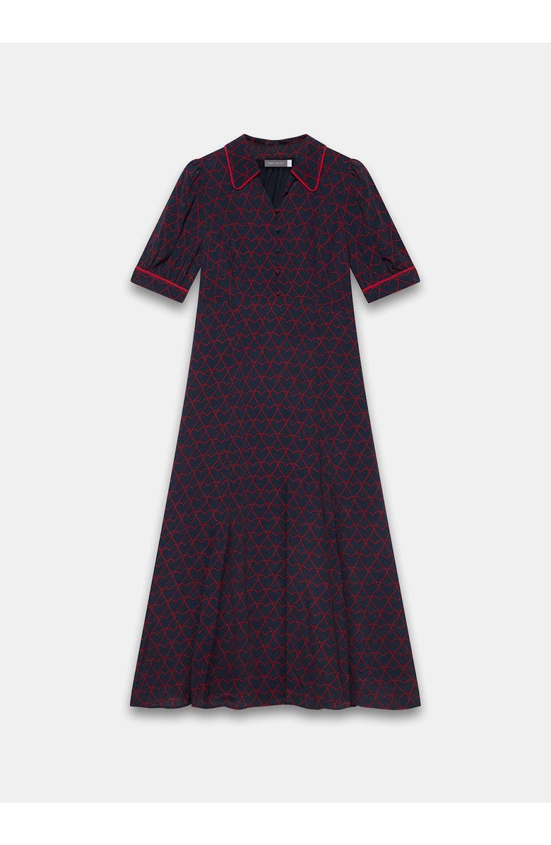 MINT VELVET Heart Print Midi Dress, Alternate, color, Navy