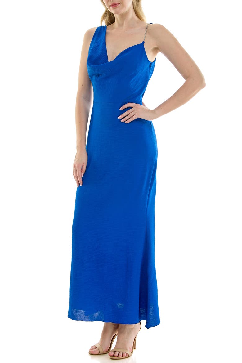Airflow Cowl Neck Midi Slipdress, Alternate, color, ROYAL