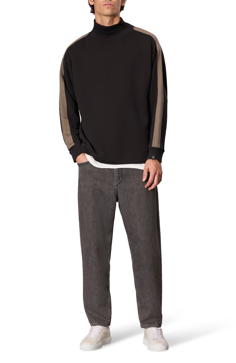 rag & bone Mixed Media Mock Neck Sweatshirt, Alternate, color, Black