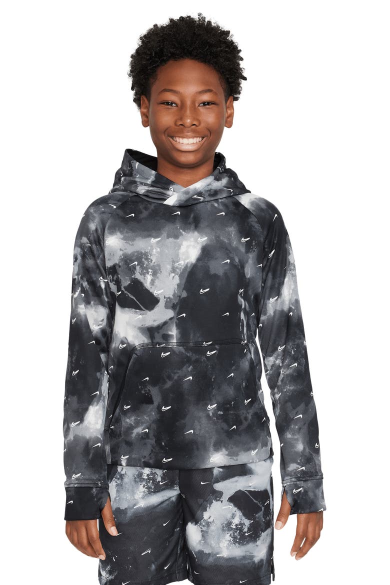 Kids' Therma-FIT Hoodie, Main, color, BLACK/ BLACK