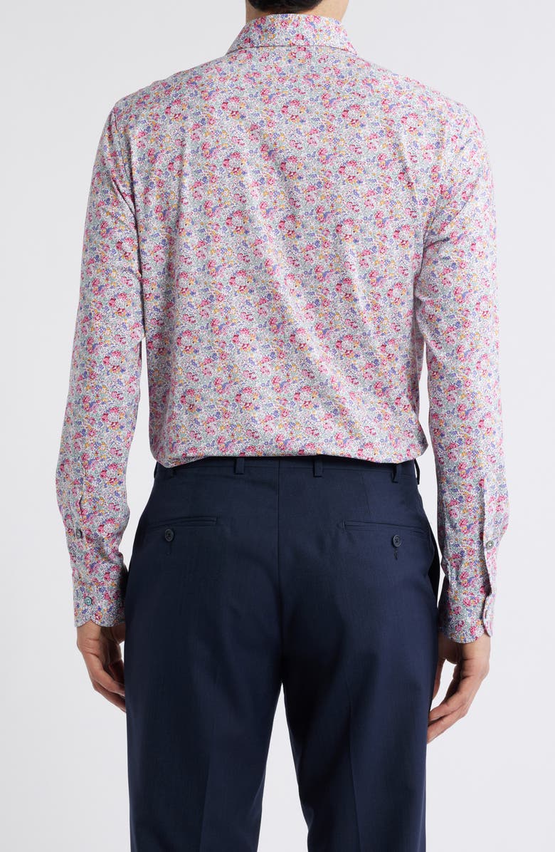 Zanella Garden Floral Print Knit Cotton Blend Dress Shirt, Alternate, color, Multi