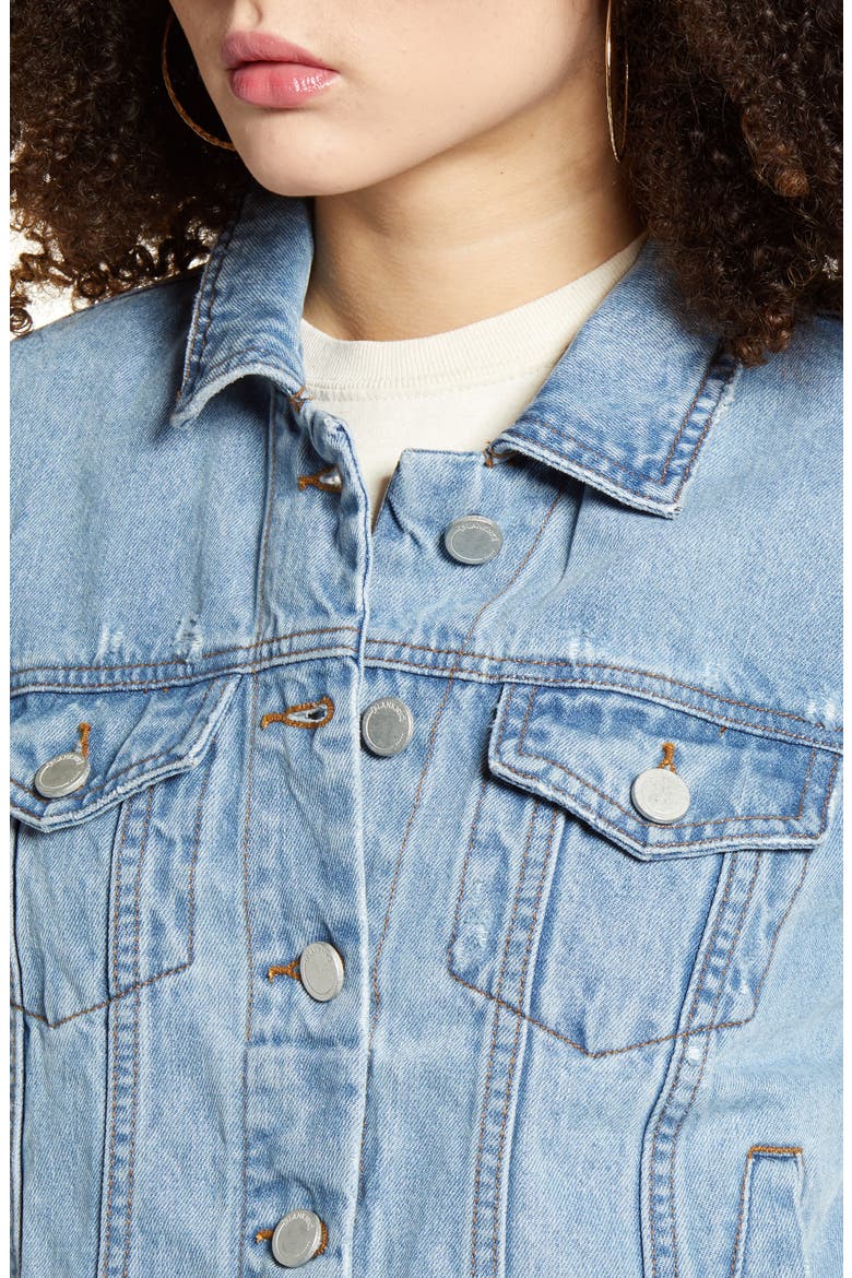 Distressed Denim Jacket, Alternate, color, ONE FOR THE RIDE MED WASH