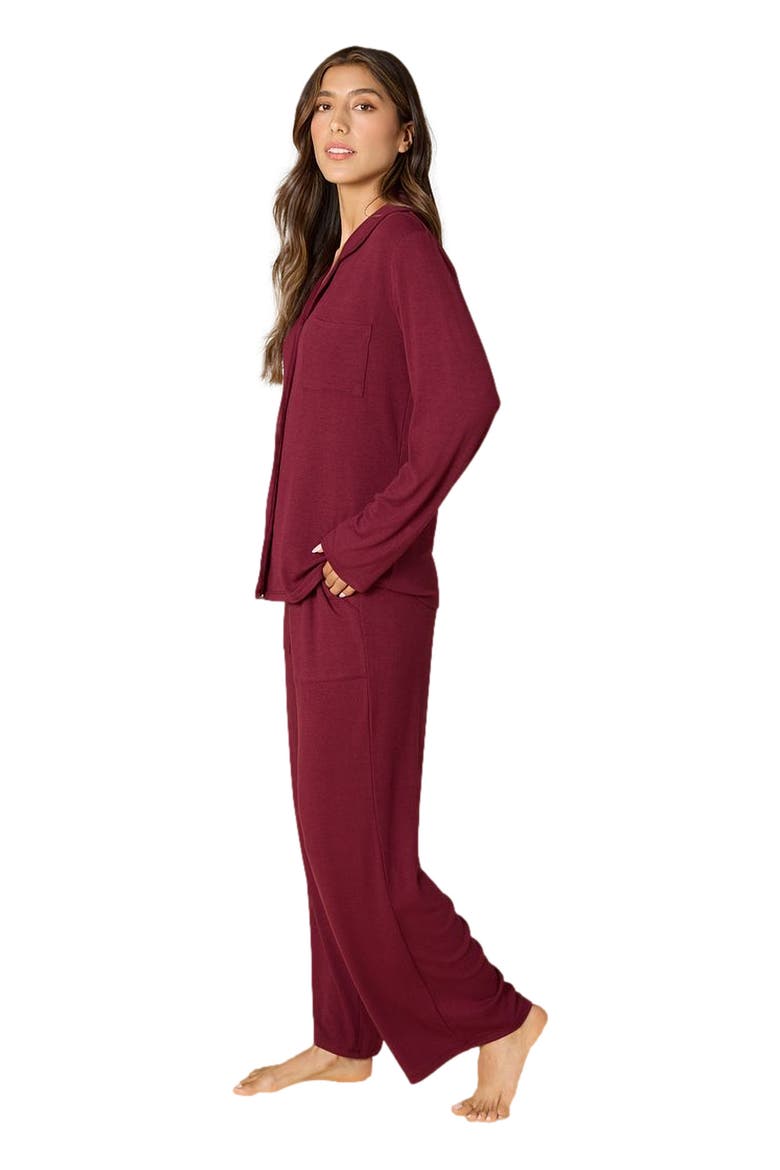 Aria  Slim Notch Collar PJ Set, Main, color, Cherry Cola